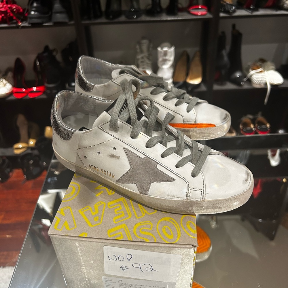 Golden Goose Gray and White Athletic Shoes